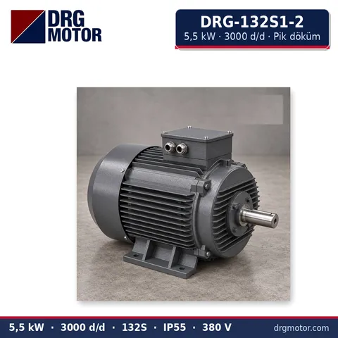 Moteur électrique triphasé DRG-132S1-2 5,5 kW 3000 tr/min carter fonte – DRG Motor