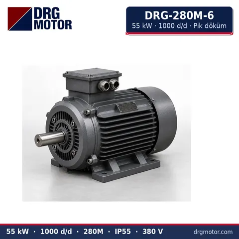 Moteur électrique triphasé DRG-280M-6 55 kW 1000 tr/min carter fonte – DRG Motor