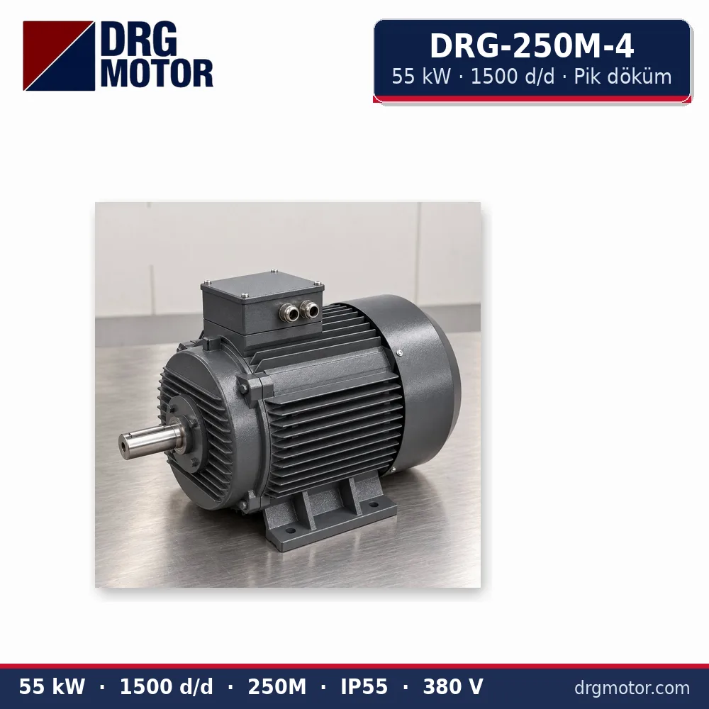 DRG-250M-4 55 kW 1500 d/d pik döküm gövdeli trifaze elektrik motoru – DRG Motor