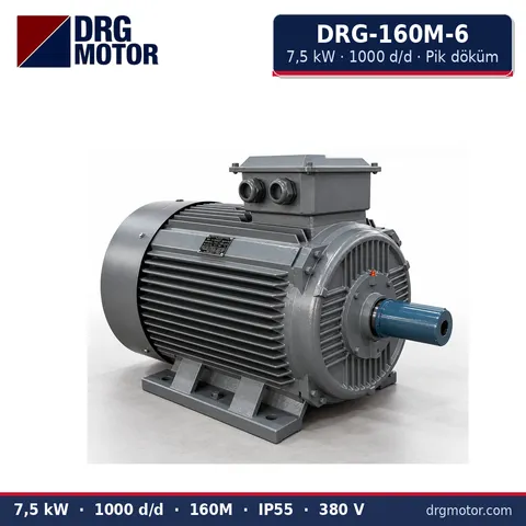 Moteur électrique triphasé DRG-160M-6 7,5 kW 1000 tr/min carter fonte – DRG Motor