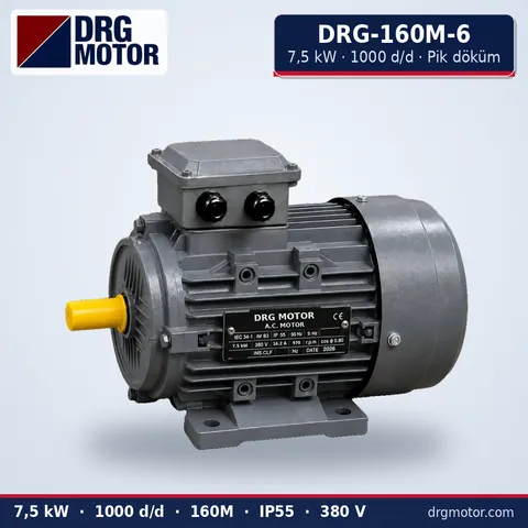 DRG-160M-6 7.5 kW 1000 rpm cast iron three-phase electric motor – DRG Motor