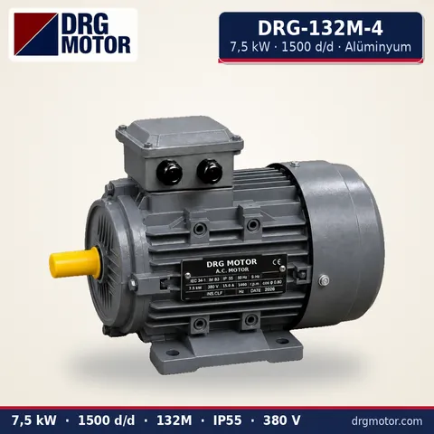 Moteur électrique triphasé DRG-132M-4 7,5 kW 1500 tr/min carter aluminium – DRG Motor