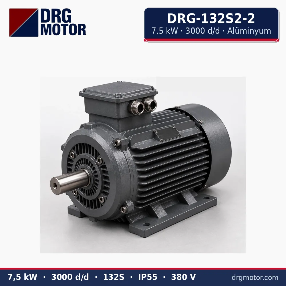 DRG-132S2-2 7,5 kW 3000 d/d alüminyum gövdeli trifaze elektrik motoru – DRG Motor