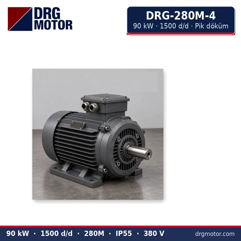 DRG-280M-4 90 kW 1500 d/d pik döküm gövdeli trifaze elektrik motoru – DRG Motor