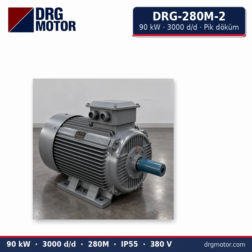 DRG-280M-2 90 kW 3000 d/d pik döküm gövdeli trifaze elektrik motoru – DRG Motor