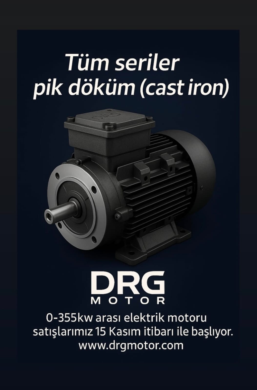Sanayi Tipi Enerji Tasarruflu Elektrik Motorları DRG MOTOR, İZMİR,
