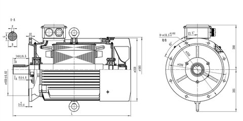 (280-2.4.6.8P Montaj Çizimi B5 (Dikey Üst) IP55)