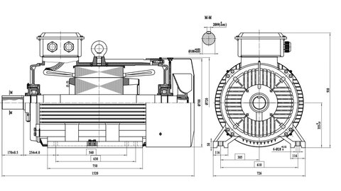 YE3-355ML-4-8,B3,shaft 100