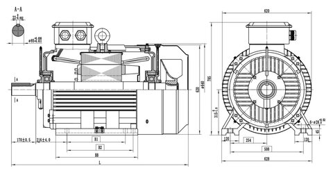 YE3-315L-4-8，  B3， shaft 85