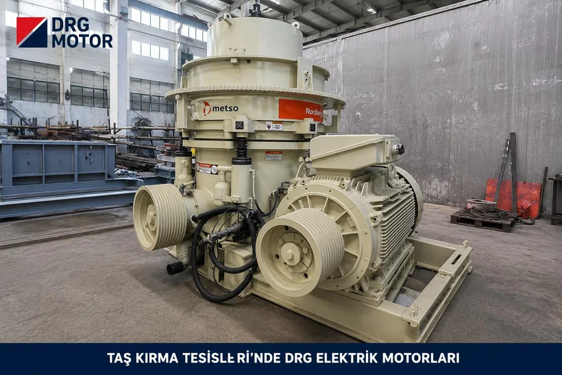 Kırıcı motoru ile çalışan kırma hattı Taş ocağında çalışan kırıcı motoru ile tahrik edilen darbeli kırıcı