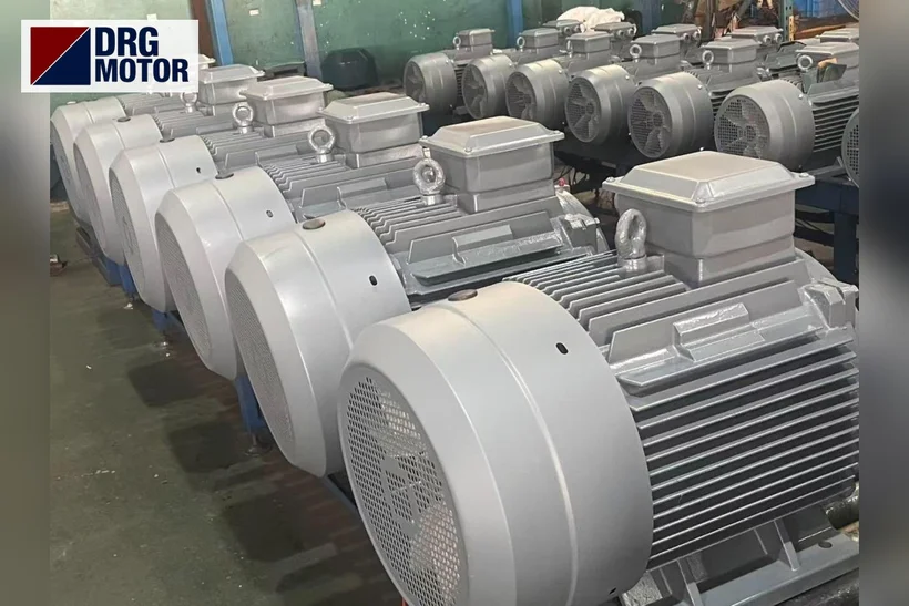 Grey DRG MOTOR branded three-phase electric motor – ordering a B14 small flange motor