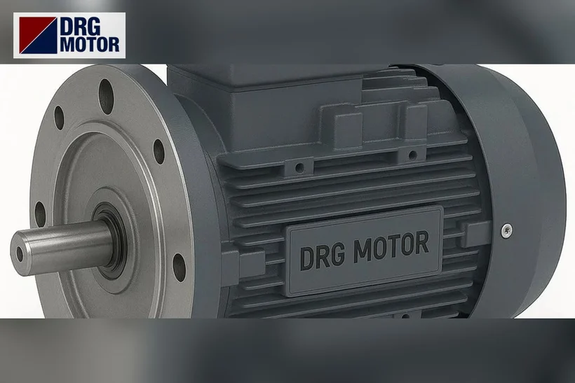 Grey DRG MOTOR branded three-phase electric motor – B35 foot and flange motor dimensions
