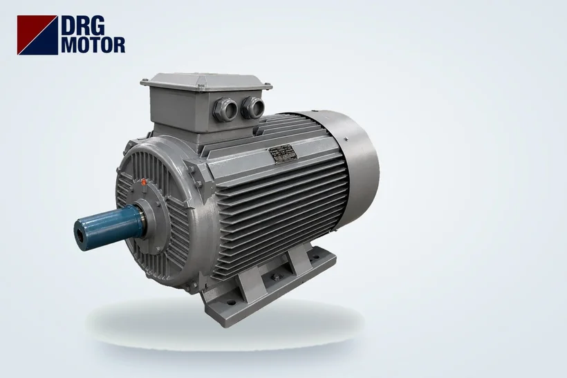 Moteur électrique triphasé gris logo DRG MOTOR – courant à vide et mesure à la pince