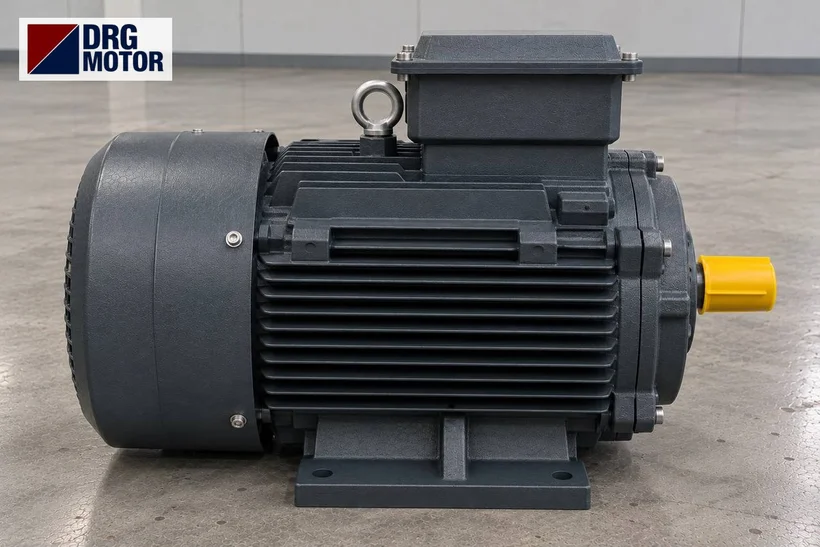Moteur électrique triphasé gris logo DRG MOTOR – moteur 15 kW 4 pôles pour pompe hydraulique de machine à parpaings