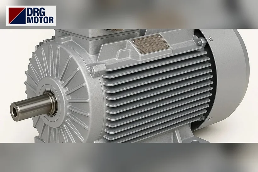 Grey DRG MOTOR branded three-phase electric motor – large flange (B5 FF) cast iron motor