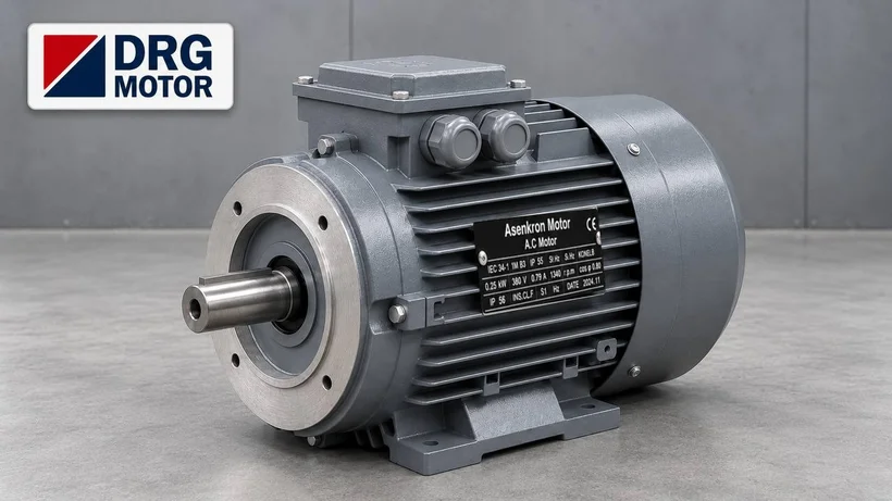 Moteur électrique DRG noir étiqueté Asenkron Motor, classe de rendement IE3