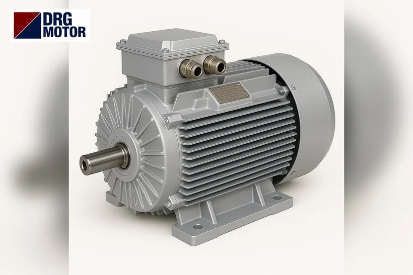 DRG MOTOR branded grey three-phase electric motor – 11 kW B5 flanged motor, standard 160M and compact 132M frame