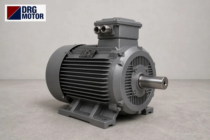 DRG MOTOR branded grey three-phase electric motor – 18.5 kW cast iron B35 foot and flange motor