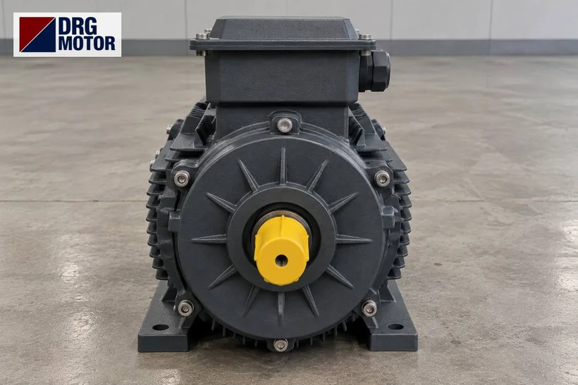 Moteur électrique triphasé gris logo DRG MOTOR – moteur 7,5 kW à bride B5 pour groupe hydraulique de filtre-presse