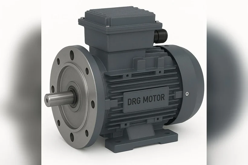Moteur électrique triphasé gris avec logo DRG MOTOR – moteur de broche de fraiseuse, bride B5 montage vertical V1