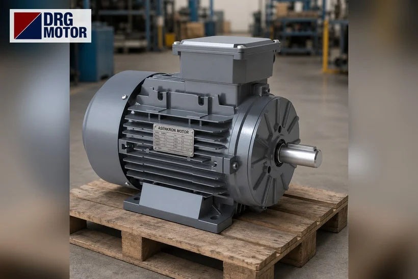 Grey three-phase electric motor with DRG MOTOR logo – 10 HP 3000 rpm DRG-132S2-2 pump and fan motor