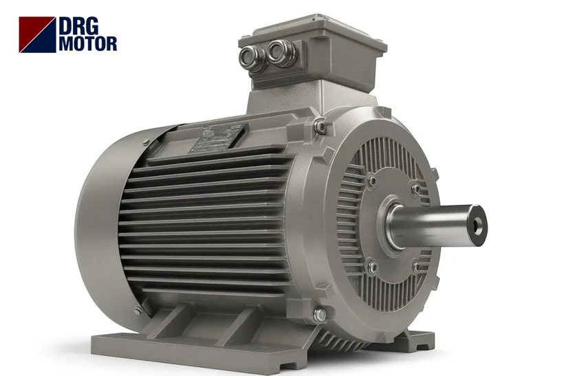 Grey DRG MOTOR branded three-phase electric motor – 15 HP 11 kW standard and compact frame motor