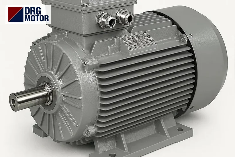 DRG MOTOR branded grey three-phase electric motor – 30 HP 1500 rpm DRG-180L-4, star-delta starting