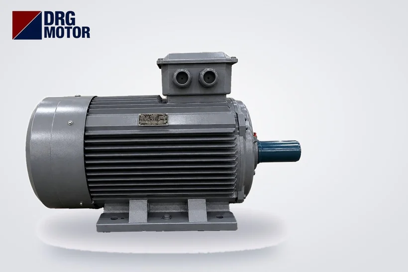 DRG MOTOR logolu gri trifaze elektrik motoru – 15 kW motor kablo kesiti ve sigorta seçimi
