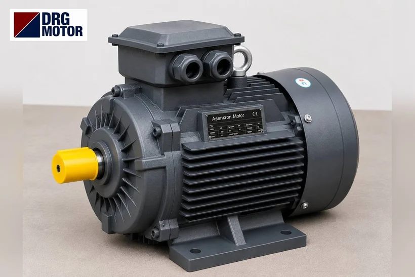 Moteur électrique triphasé gris avec logo DRG MOTOR – informations techniques pour renouveler un moteur 3 kW