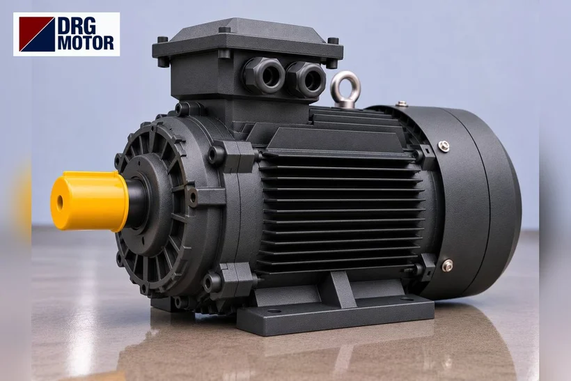 DRG MOTOR logolu gri trifaze elektrik motoru – WAT motor etiket bilgilerinin okunması