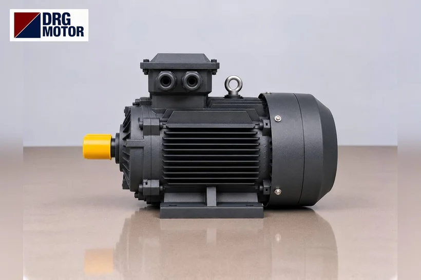 DRG MOTOR logolu gri trifaze elektrik motoru – fan motoru değişiminde yeni motor seçimi