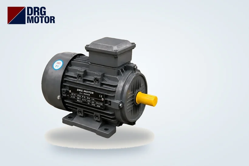 Moteur électrique triphasé gris logo DRG MOTOR – diagnostic de défaut de roulement, bruit et vibrations