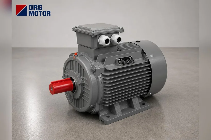 Moteur électrique triphasé gris avec logo DRG MOTOR – moteur de pompe à vide de machine à traire, 0,75 kW 1500 tr/min IP55