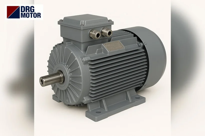 Grey DRG-branded three-phase electric motor for a rebar cutting machine