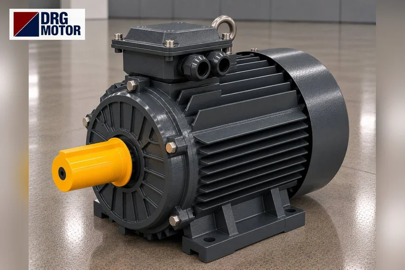 Grey DRG-branded three-phase electric motor for a rope twisting machine