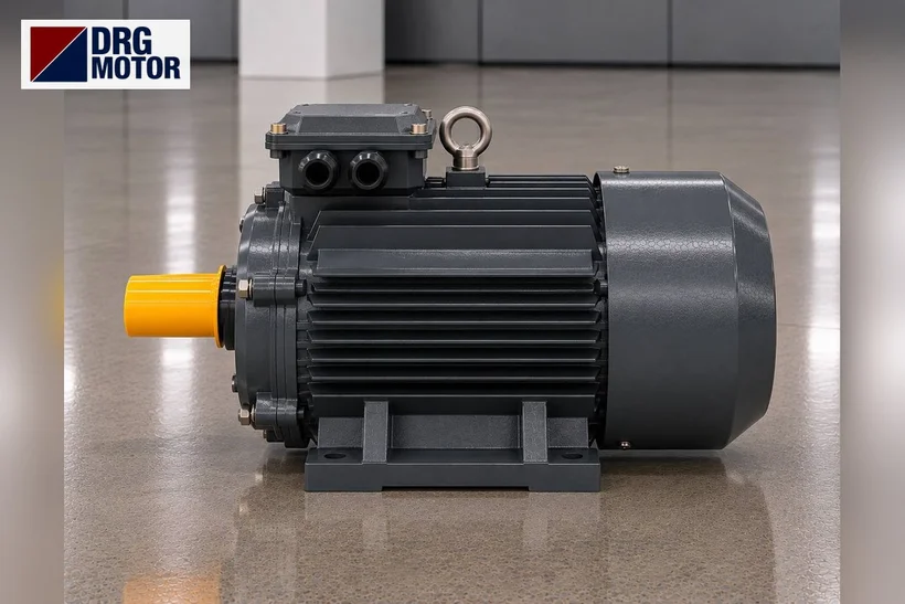 Grey DRG-branded three-phase electric motor for a tyre retread buffing machine