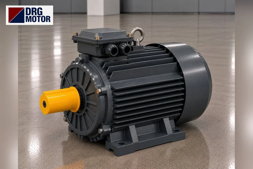 Moteur électrique triphasé gris de marque DRG pour entraînement de sanforiseuse