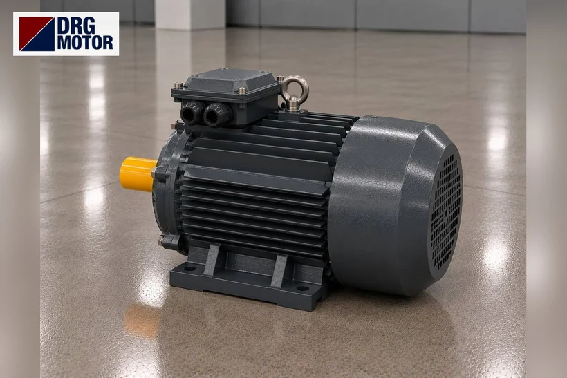 Moteur électrique triphasé gris de marque DRG pour laineuse