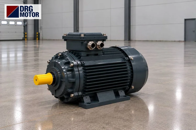 Grey DRG-branded three-phase electric motor for a vibratory deburring machine