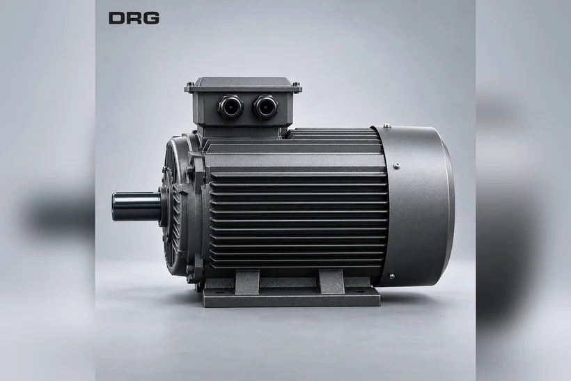DRG MOTOR branded grey three-phase electric motor – 4 kW 1500 rpm motor for a pipe bending machine hydraulic unit DRG MOTOR branded grey three-phase electric motor – 4 kW 1500 rpm motor for a pipe bending machine hydraulic unit