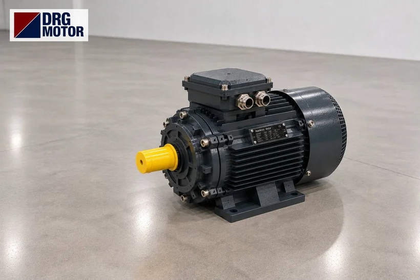 DRG MOTOR branded grey three-phase electric motor – 15 kW 1500 rpm cast iron motor for a glass crushing machine