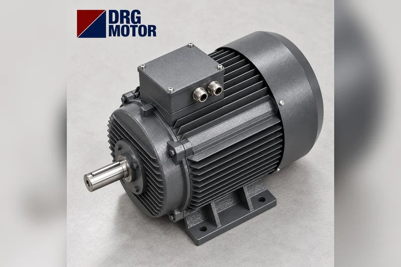 DRG MOTOR branded grey three-phase electric motor – 7.5 kW 1500 rpm motor for a carpet spin dryer basket