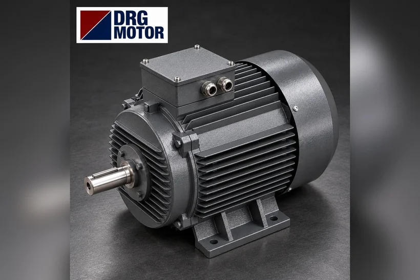 DRG MOTOR branded grey three-phase electric motor – 5.5 kW 1500 rpm motor for compressor drive motor replacement