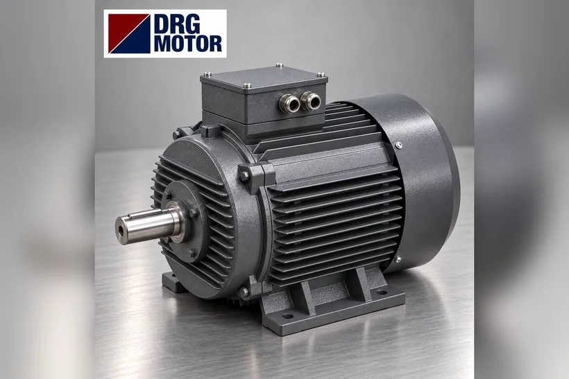 Moteur électrique triphasé gris logo DRG MOTOR – moteur 11 kW 1500 tr/min pour raffineuse de concentré de tomate Moteur électrique triphasé gris logo DRG MOTOR – moteur 11 kW 1500 tr/min pour raffineuse de concentré de tomate