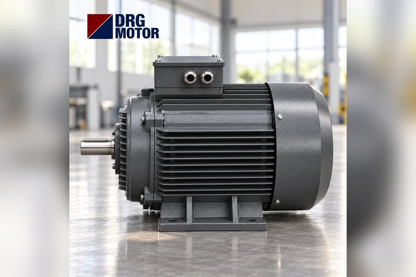 Moteur électrique triphasé gris logo DRG MOTOR – moteur 0,37 kW 1500 tr/min pour agitateur de tank à lait