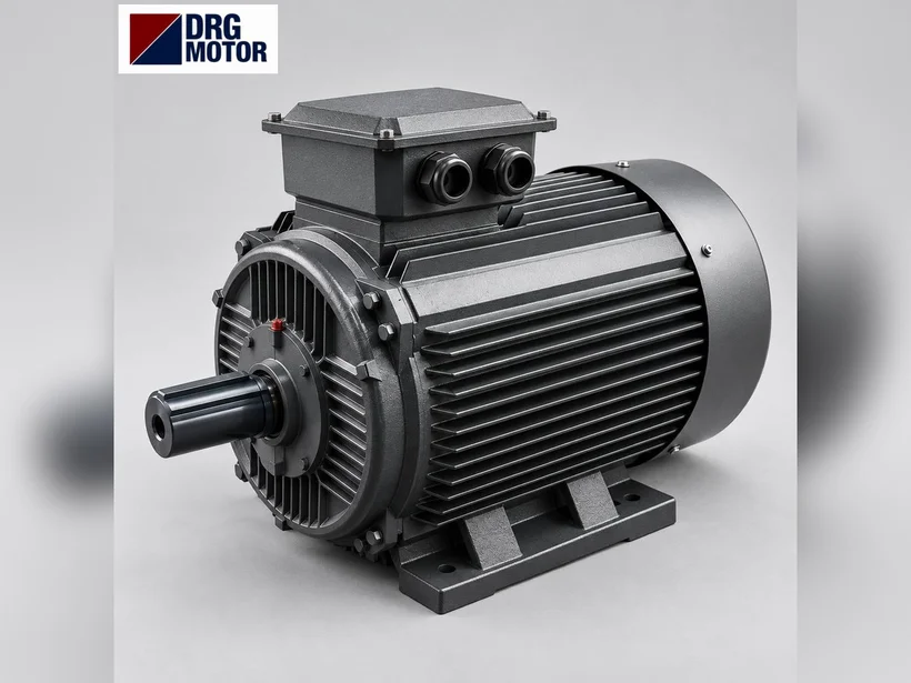 Jaw crusher and electric motor – primary crusher driven by flywheel and V-belts