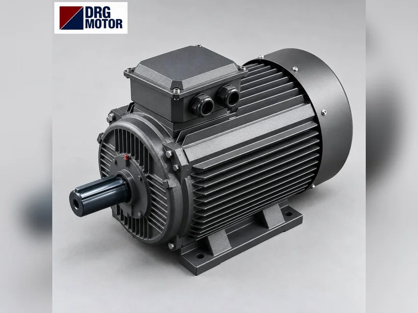 Vertical shaft impact crusher (VSI) and electric motor – 4-pole three-phase motor belt-driving the vertical rotor