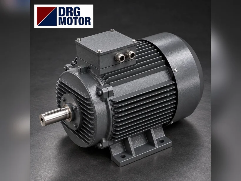 Grizzly screen and electric motor – stepped-bar scalper before the primary crusher and DRG MOTOR logo motor