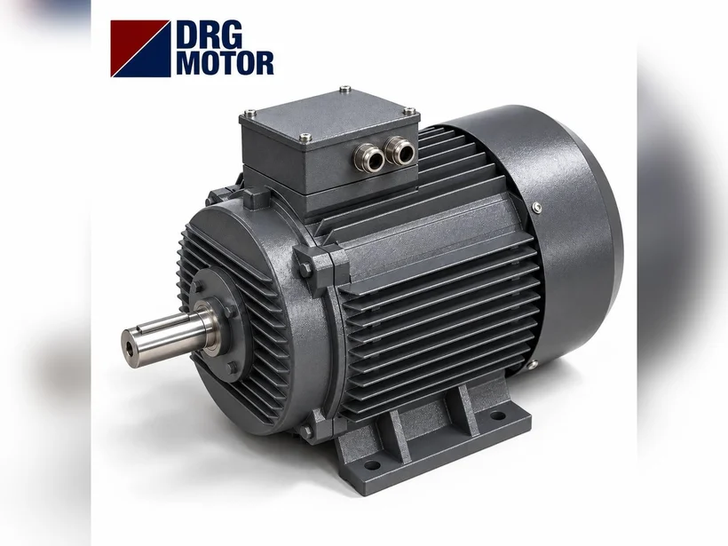 Agricultural irrigation pump and electric motor – DRG MOTOR logo three-phase motor coupled to a base-mounted surface pump