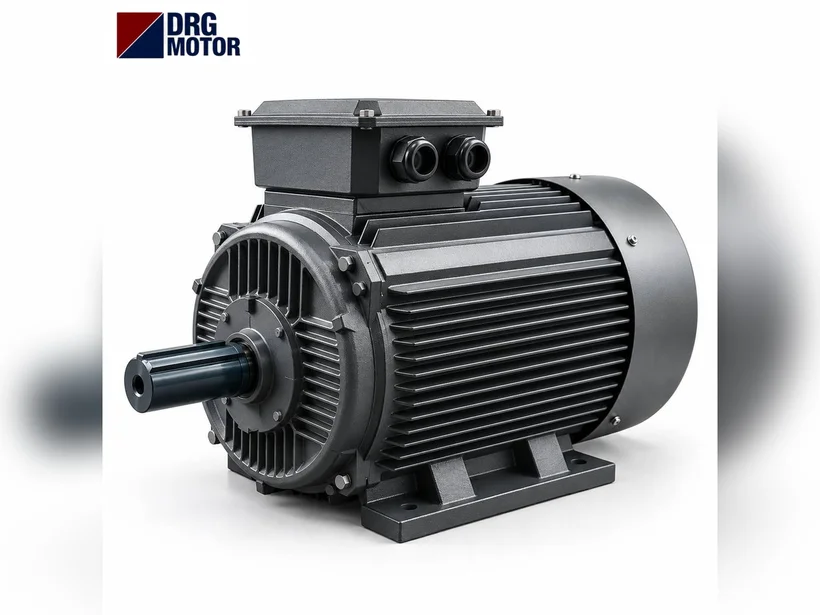 Tertiary crusher and electric motor – three-phase motor belt-driving a high-speed rotor for sand production